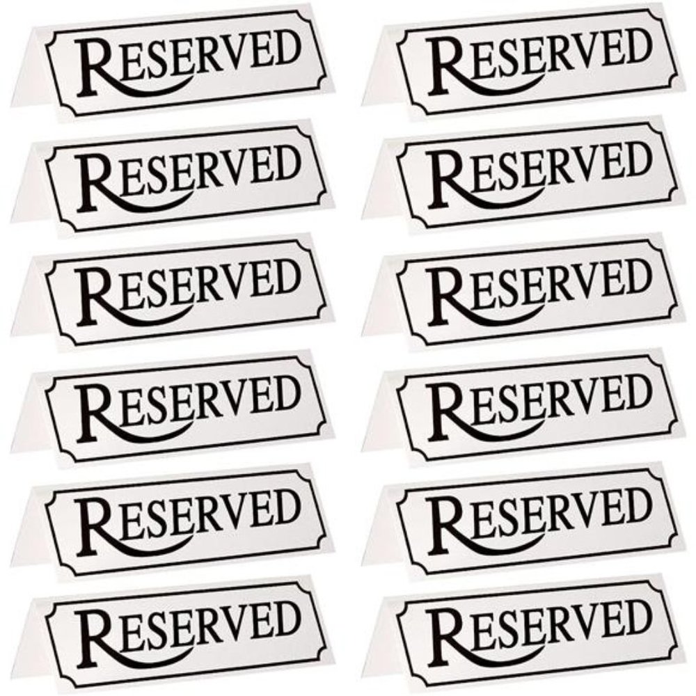 12-Pack Small Metal Reserved Table Signs for Restaurants, Dinner Parties